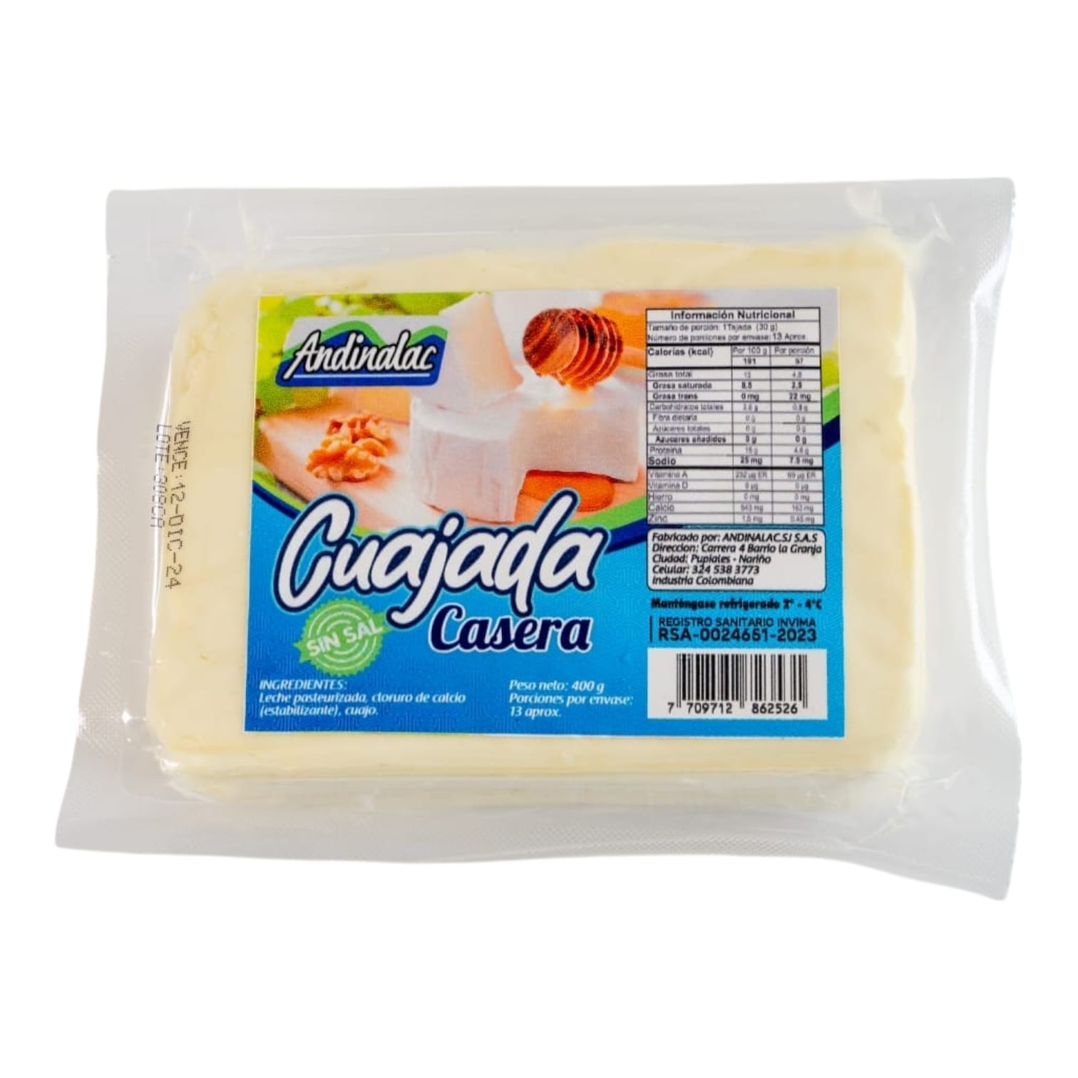 Cuajada Casera SIN SAL 400g