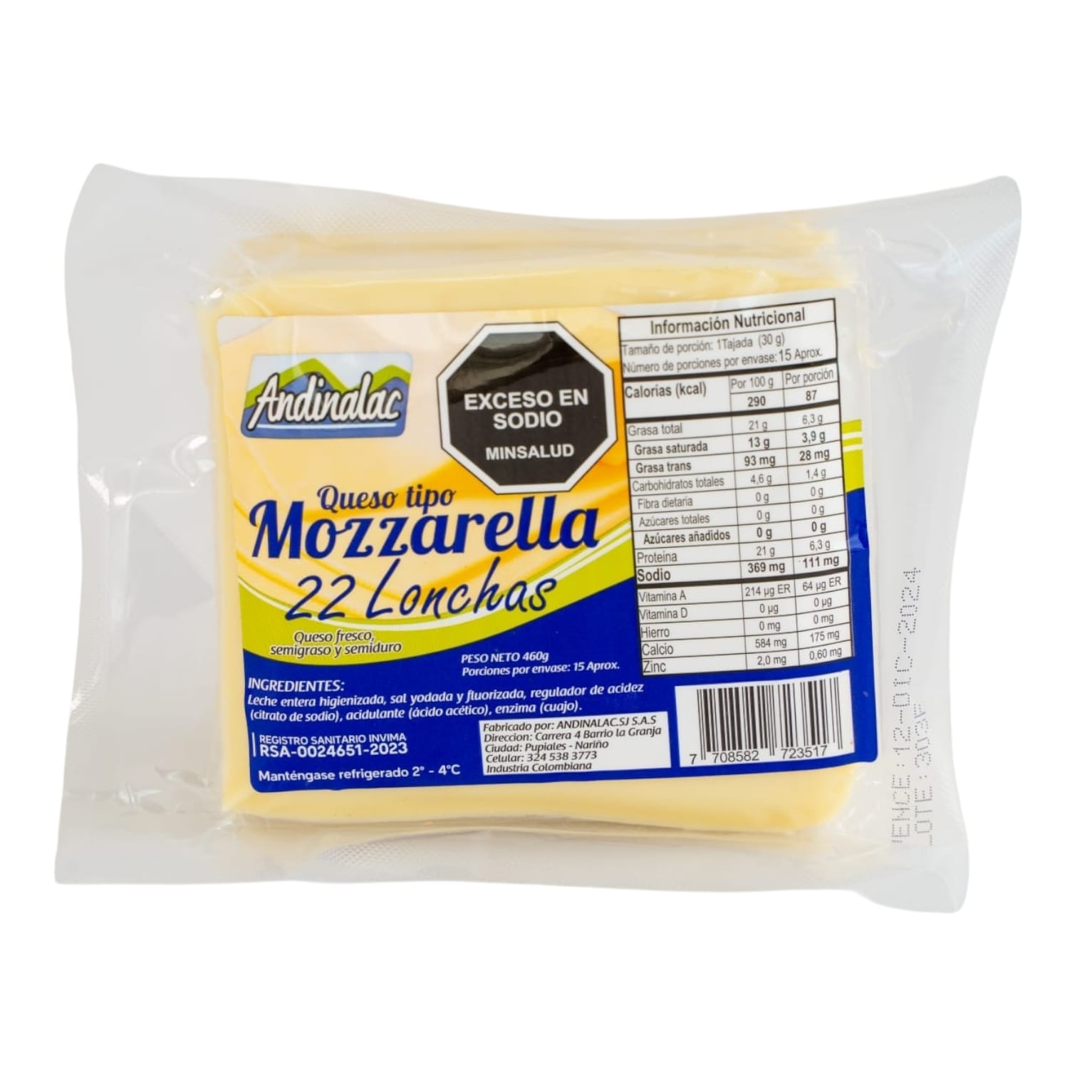Queso Tipo Mozzarella 22 Lonchas